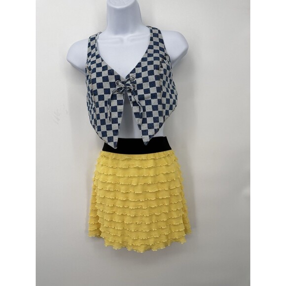 Vest Clubwear Top Corset Up Crop Vest Gothic Women Halter  check  M top - Picture 1 of 6